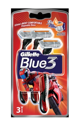 Gillette eldobhat borotva Blue3 3db-os piros